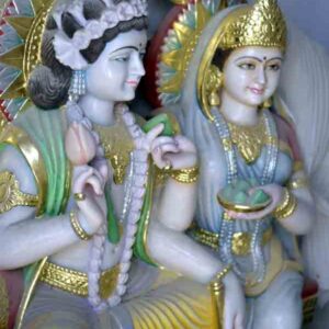 Images of Krishna and Radha (white marble) in a workshop, Patharkatti, Gaya, Bihar.