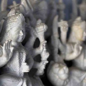Small images of Goddess Durga (white marble) in a workshop, Patharkatti, Gaya, Bihar.