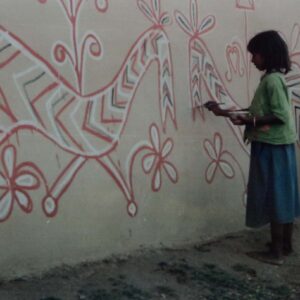 Children Sohrai painting, vill. Bhelwara, Hazaribagh, Jharkhand, 1995