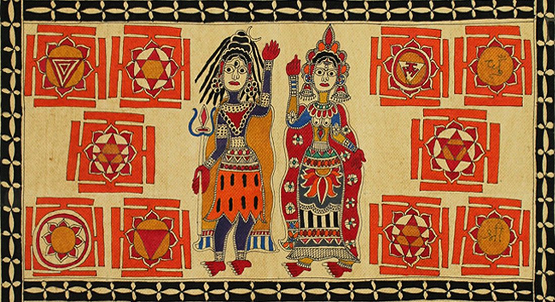 Depiction of Yantra in Tantra painting, Mithila. (parts of painting, source: sarmaya.in)