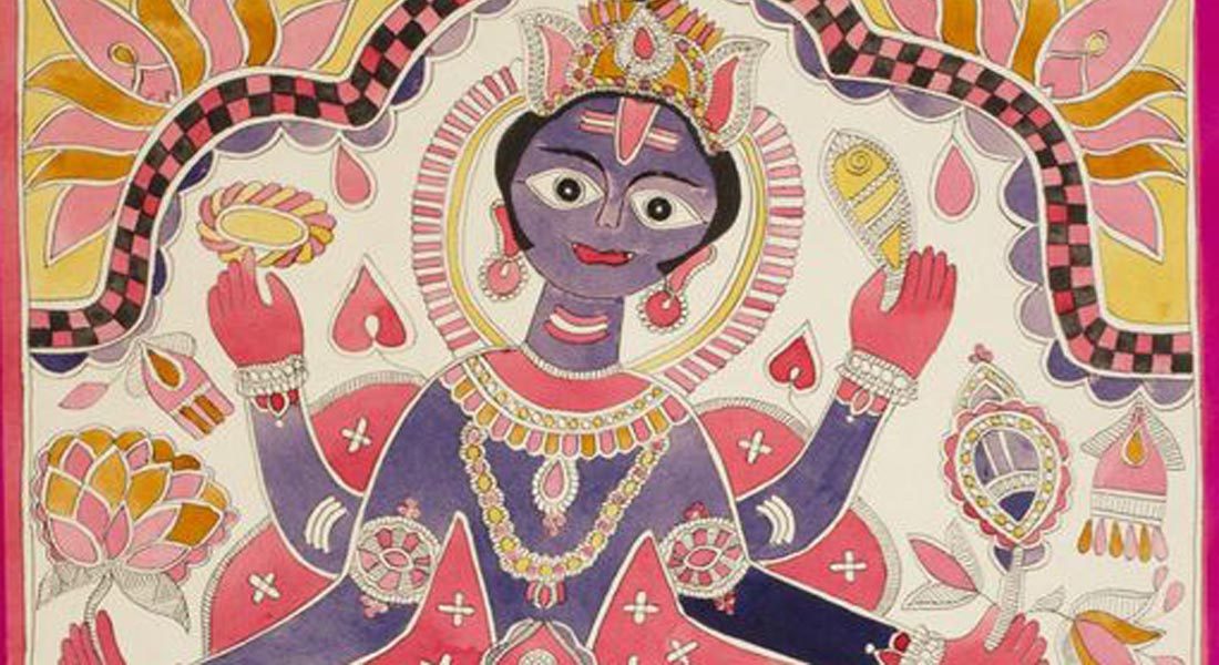 Kurmavatara (Vishnu's Incarnation as a Tortoise, Part of painting) Artist: Sita Devi. Source: Philadelphia Museum of Art_South Asian Art