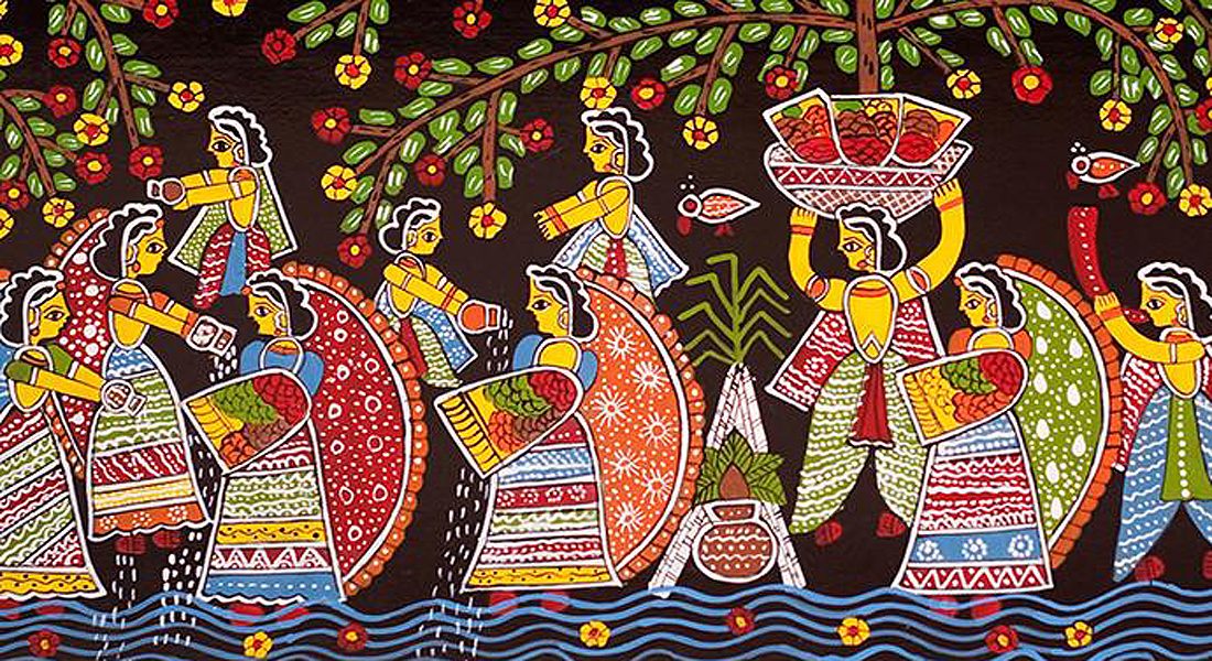 An artwork of Tikuli painting, Patna, Bihar.