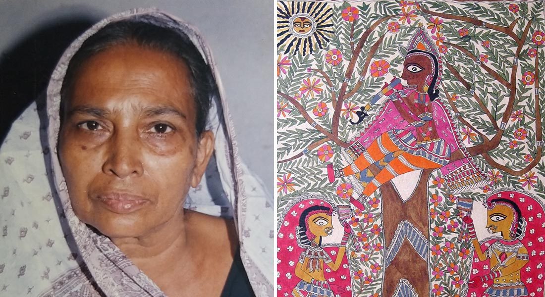 Yashoda Devi (L), Mithila painter. Image credit: Vinay Kumar, Canvas, Patna